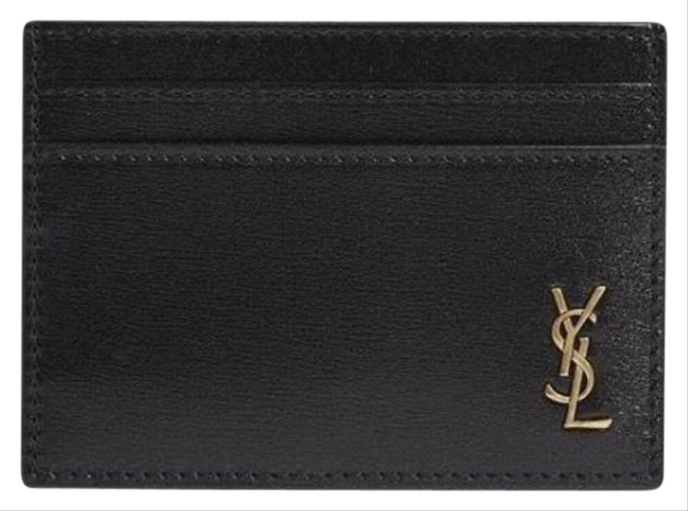 SAINT LAURENT monogram logo leather card holder card case